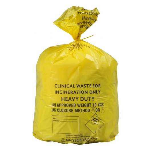 Yellow Clinical Waste Bags - Small 20L - Roll of 50
