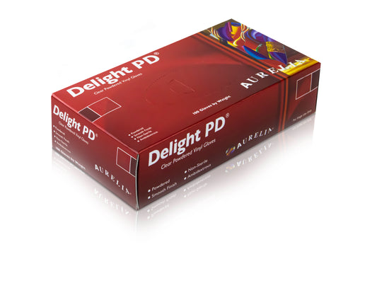 Delight SMALL Powder Free Clear Vinyl Gloves x 100 (P)